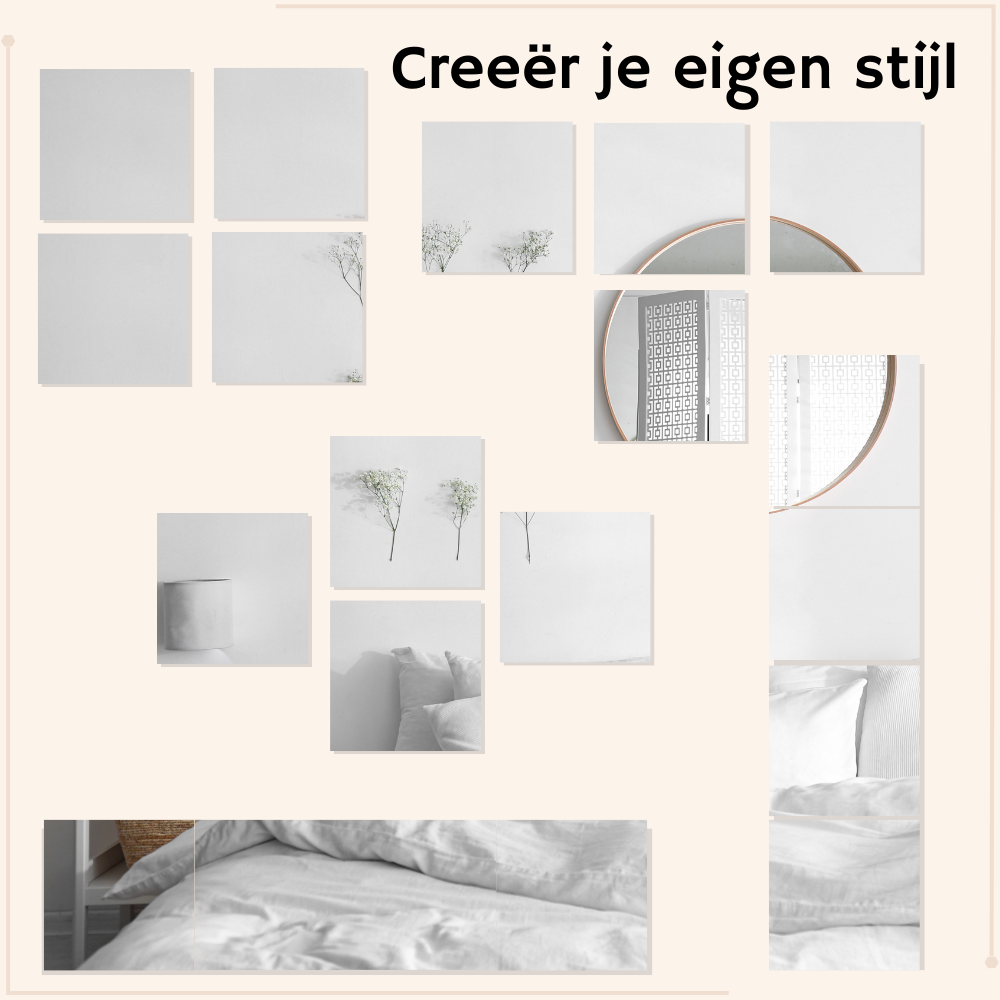 MISOU Plakspiegel Flora Set van 4