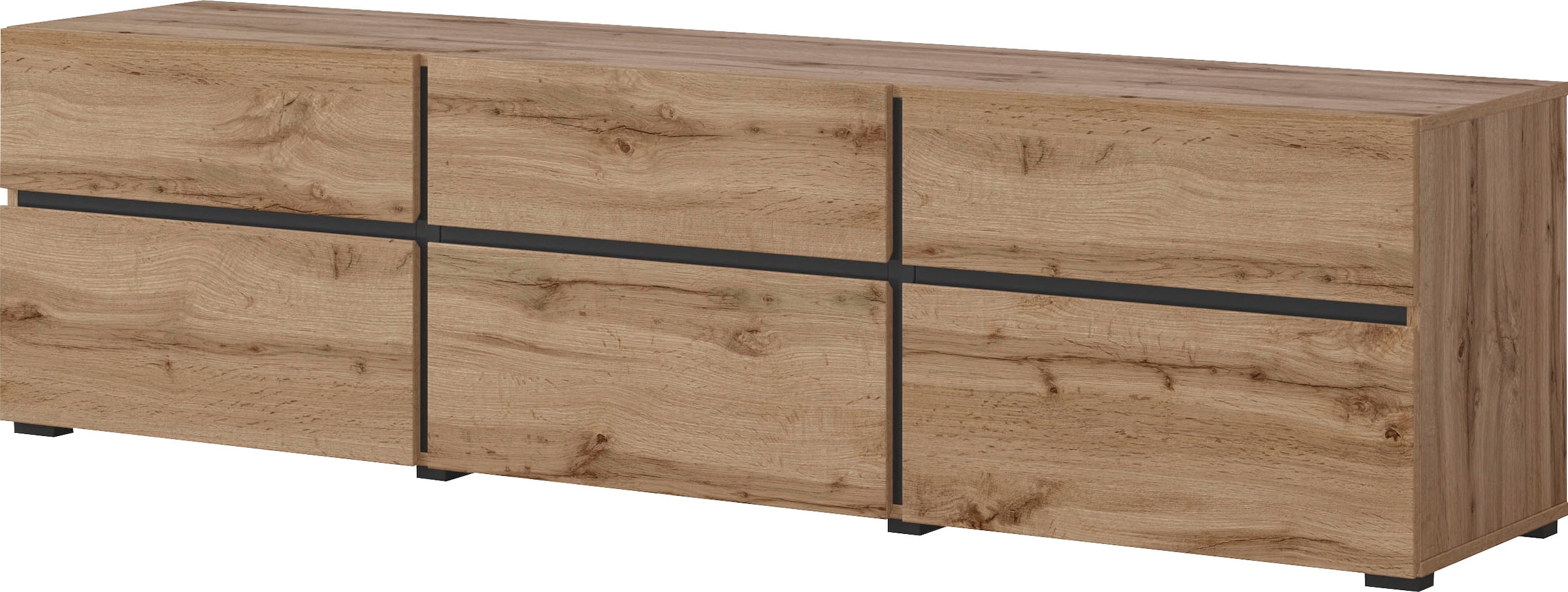 INOSIGN Lowboard »Cross, moderne grifflose TV-Kommode,3 Klappen/3 Schubkästen« Breite 180 cm, TV-Schrank mit viel Stauraum, TV-Board