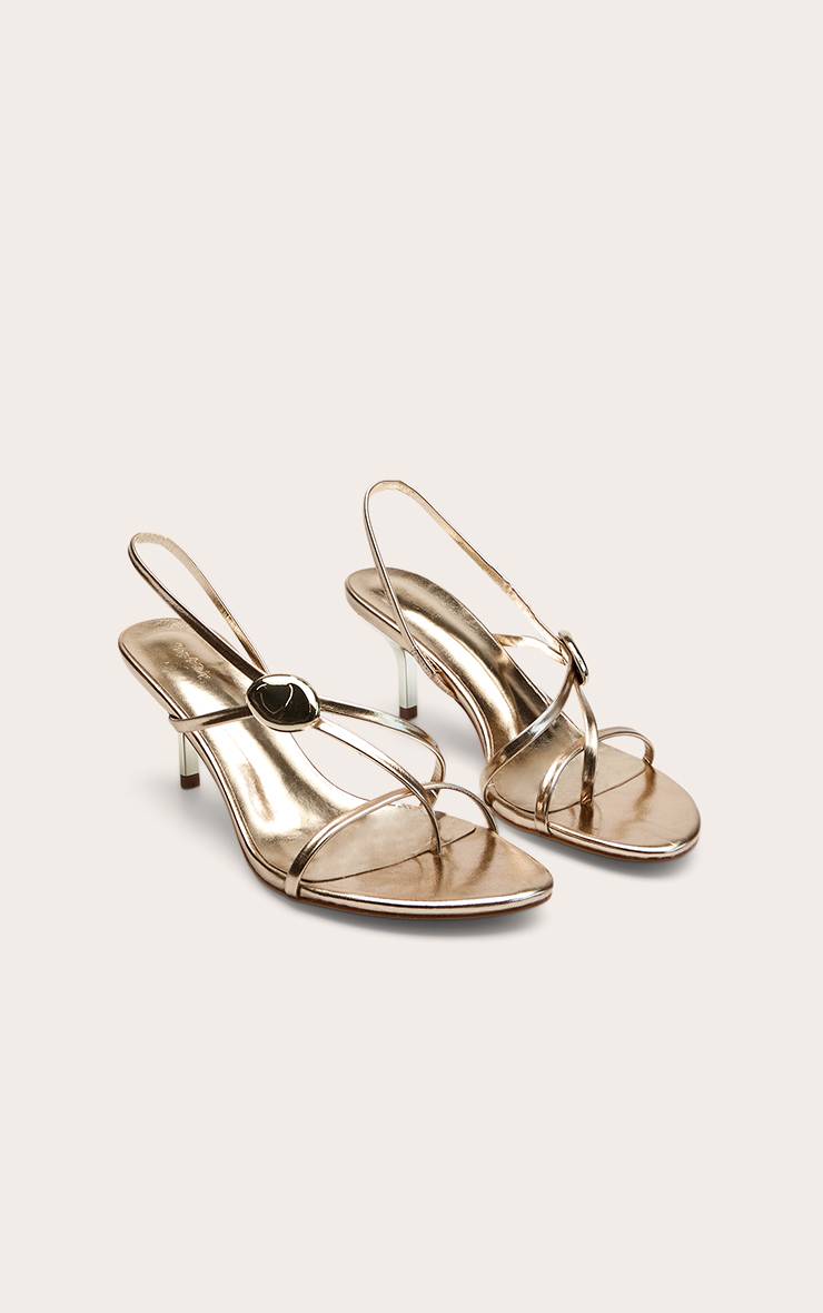 Doré Sandales À Talons Avec Brides Et Détails Ornementaux