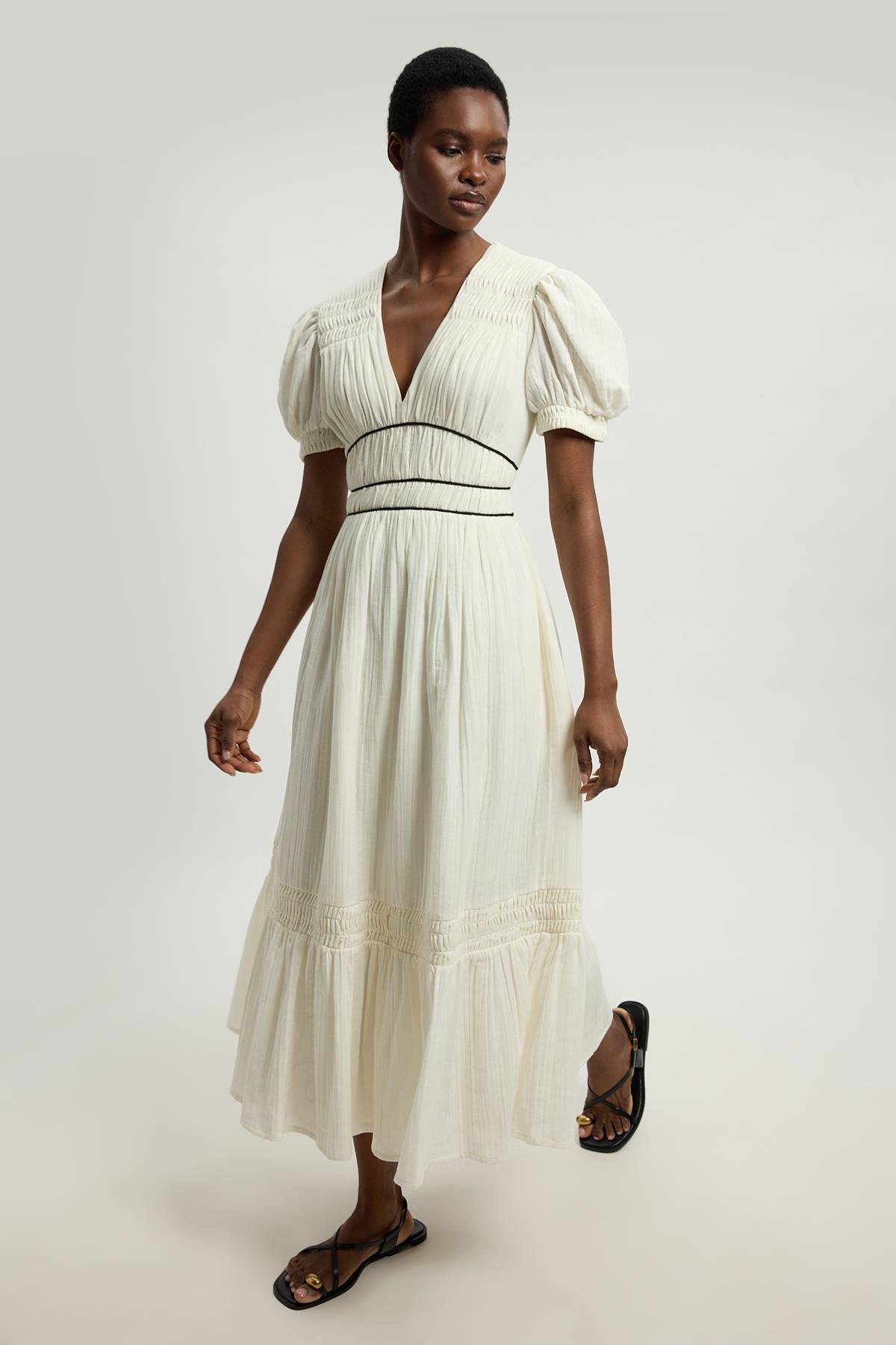 KarenMillen Robe Midi En Double Tissu Avec Passepoil Contrastant