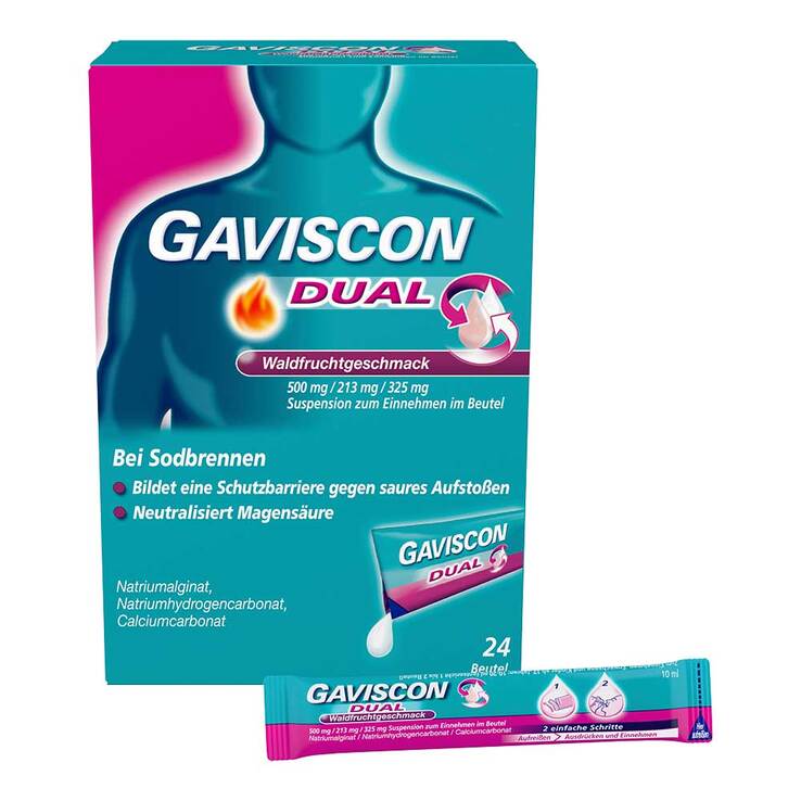 Gaviscon Dual Waldfrucht 500mg / 213mg / 325mg Sue, 24X10 ml