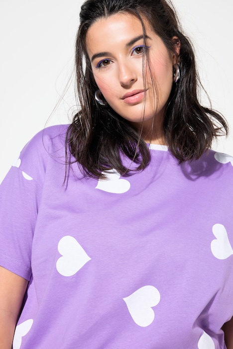 T-Shirt, oversized, Hearts-Print