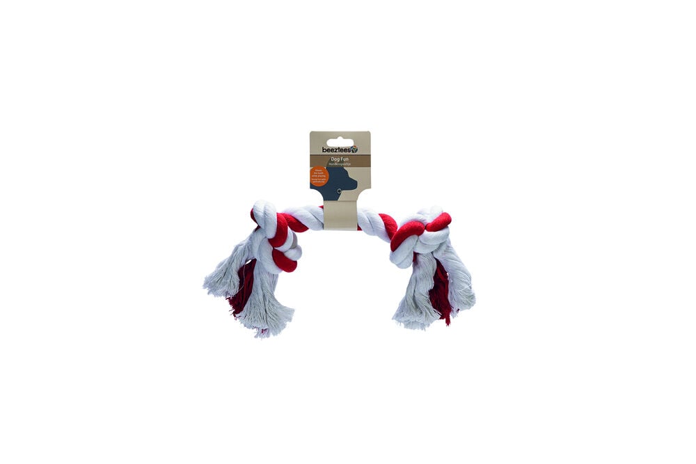 Beeztees Flostouw - 2 knopen - Hondenspeelgoed - 1 stuk - Rood - Blauw - 12x28x35 cm - XL