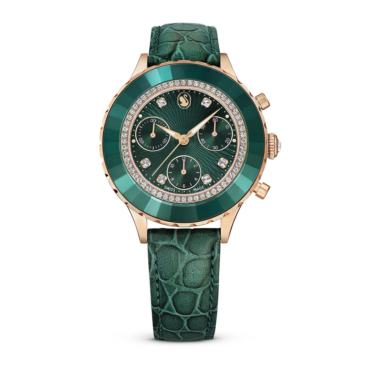 Montre femme Swarovski Octea Chrono cuir vert