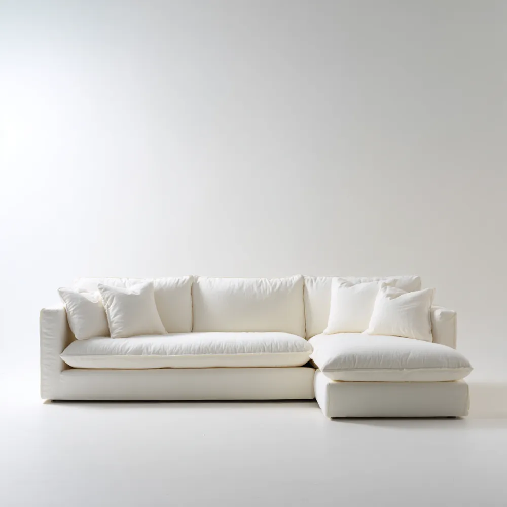 Ecksofa mit Stoffbezug 300x160x85 cm – Weiß – Modernes Design