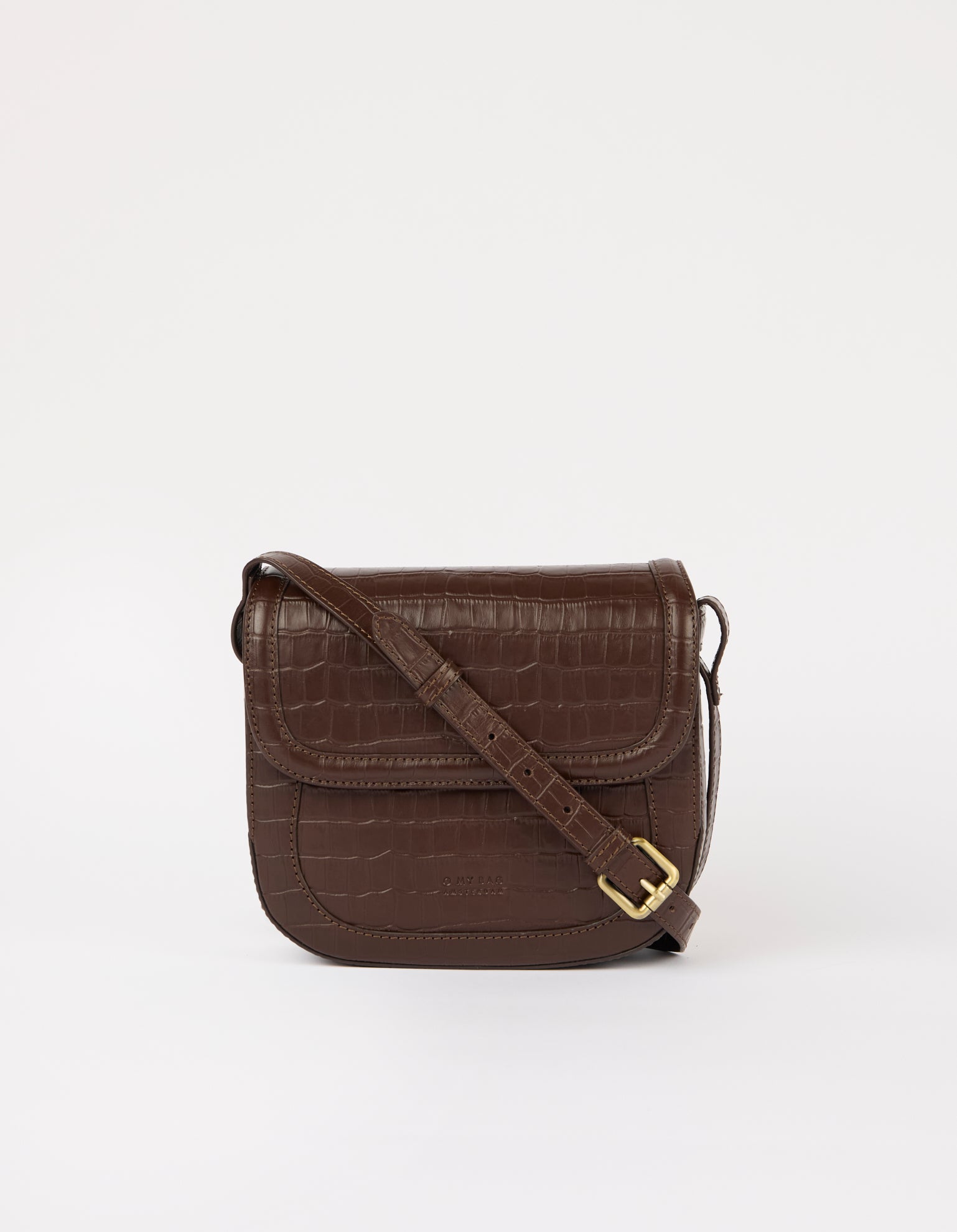 Nina - Chocolate Croco Print Leather