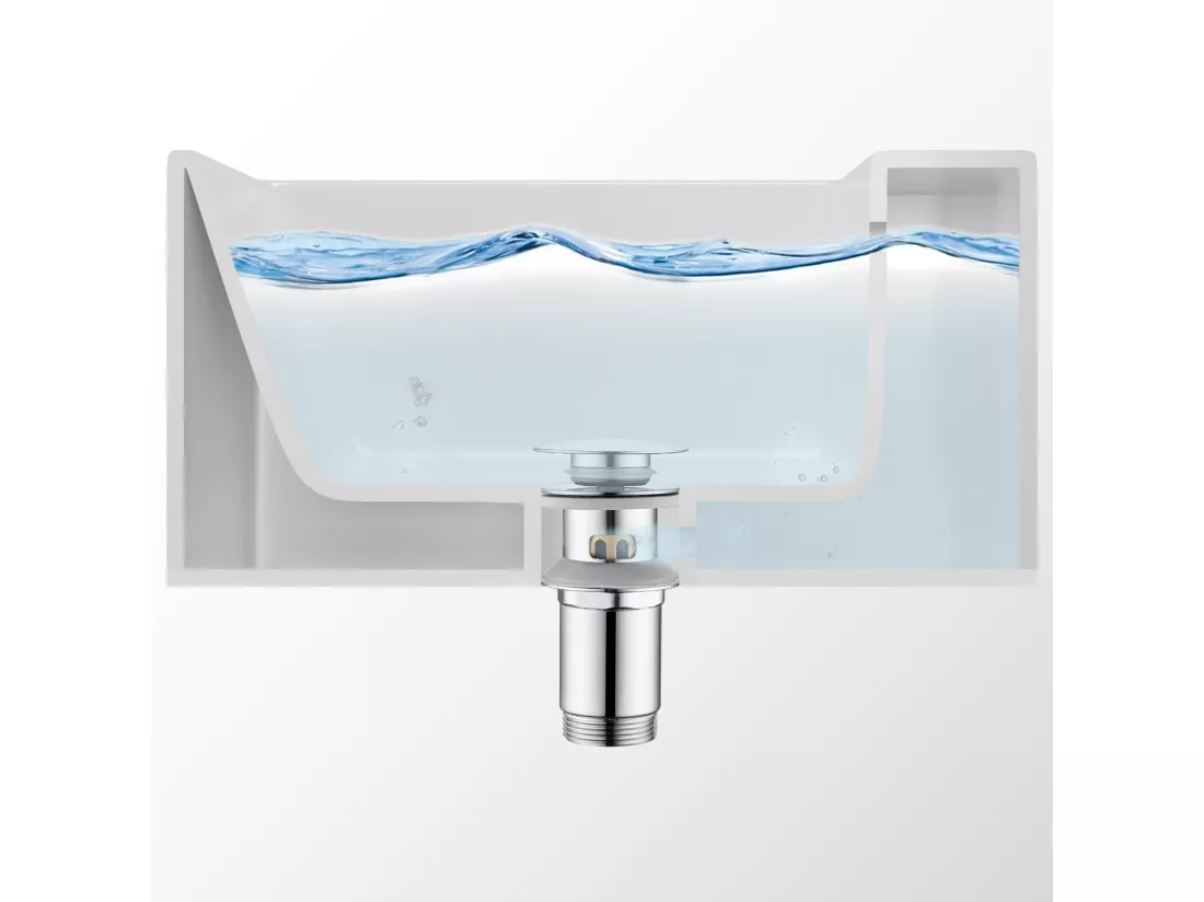 2PCS Auralum max Bonde Lavabo Pop Up Avec Trop Plein,Bouchon Vidange avec Panier Crépine,Bonde Vidage en Laiton/Inox pour Lavabo Salle Bain,Chromé