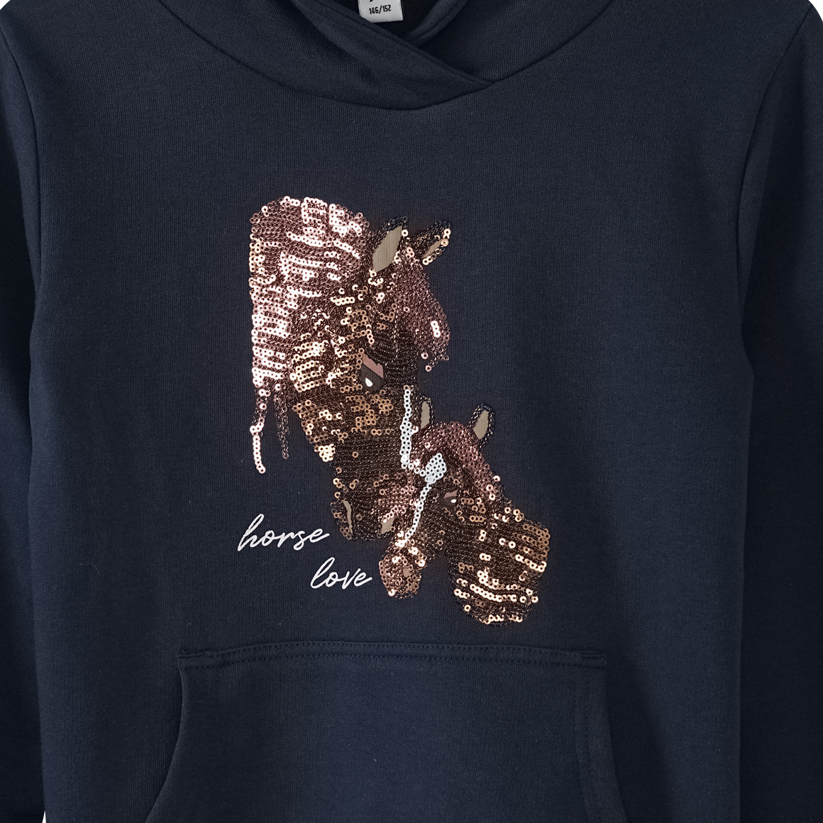 Yigga Mädchen Hoodie mit Pferde-Motiv dunkelblau
