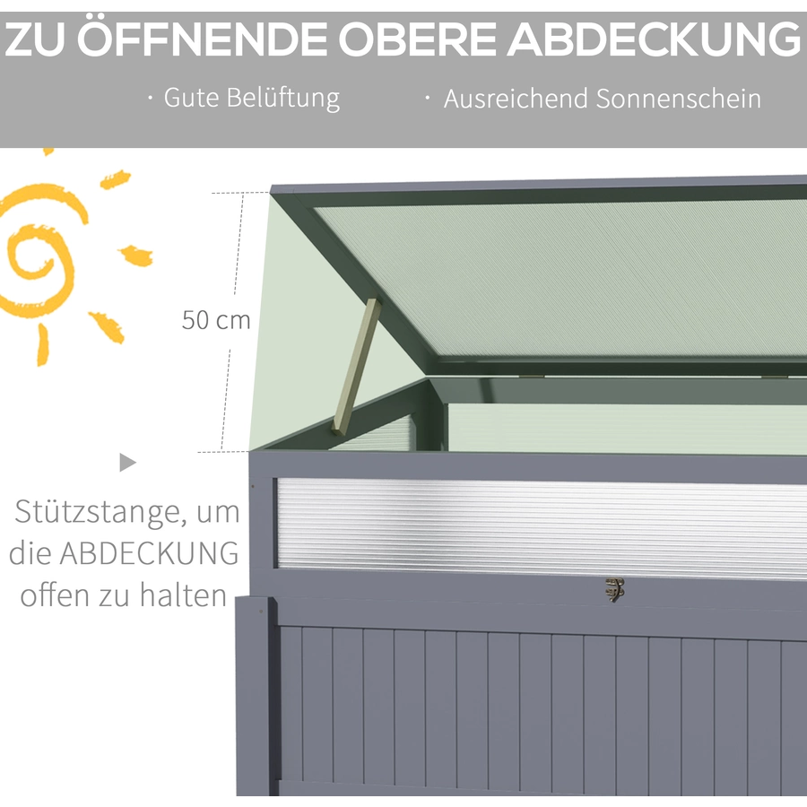 Outsunny Hochbeet mit Dachfenster grau