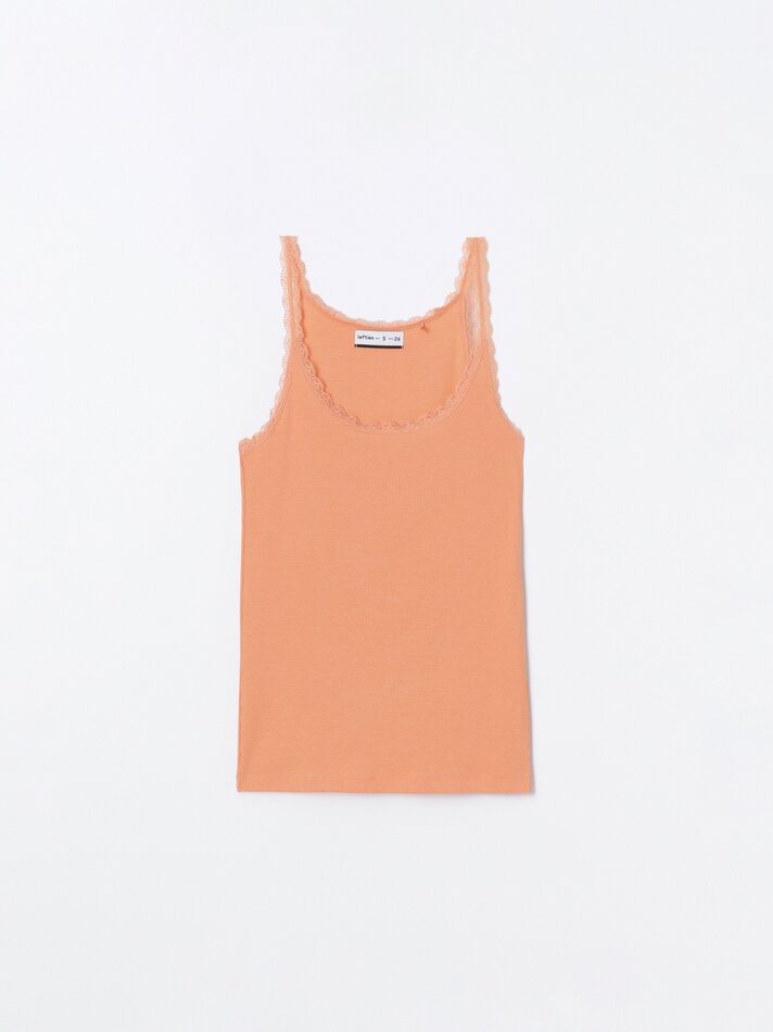 Conjunto com 2 regatas de renda - Laranja