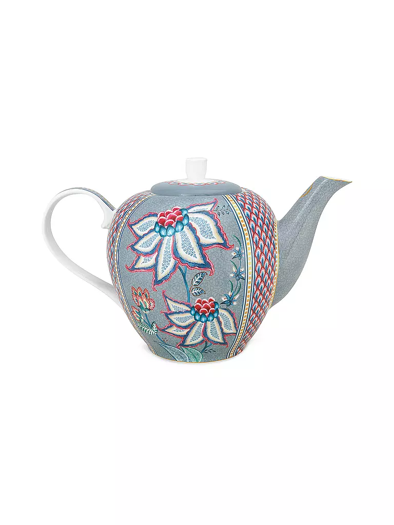 PIP STUDIO Teekanne 1,6l Large FLOWER FESTIVAL Light Blue hellblau