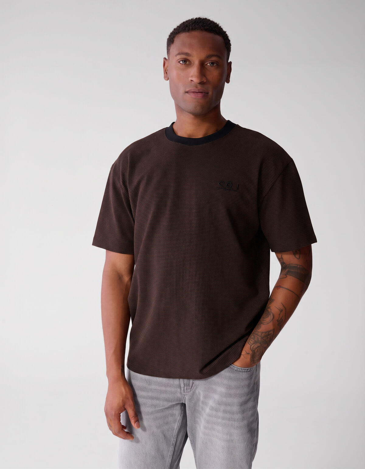 Honeycomb T-shirt Donkerbruin