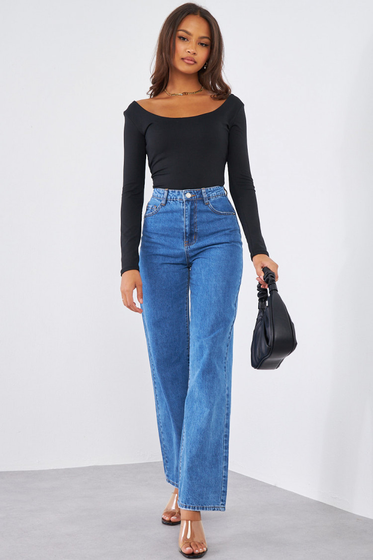 Jeans wide leg bleu