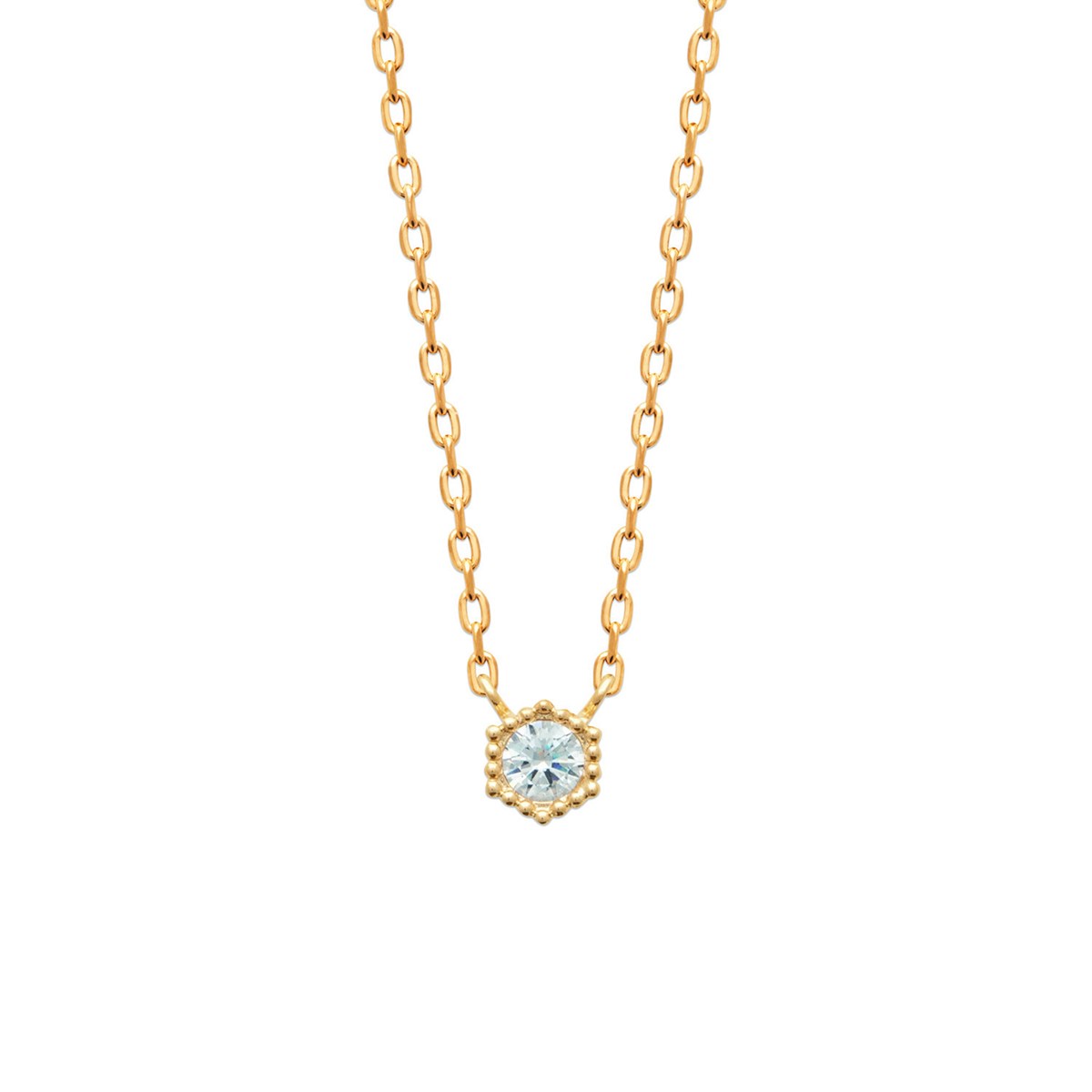 Collier Brillaxis solitaire serti clos plaqué or
