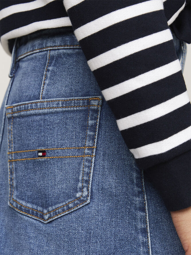 Tommy Hilfiger BUTTON THROUGH DENIM SKIRT Streakyblue
