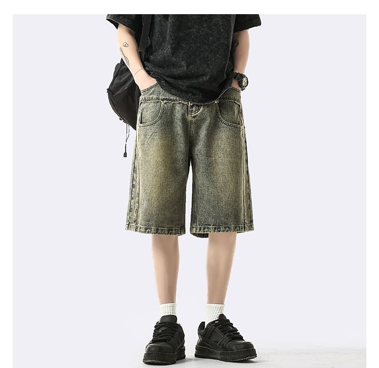 emeisa - Gewassen denim shorts met hoge taille