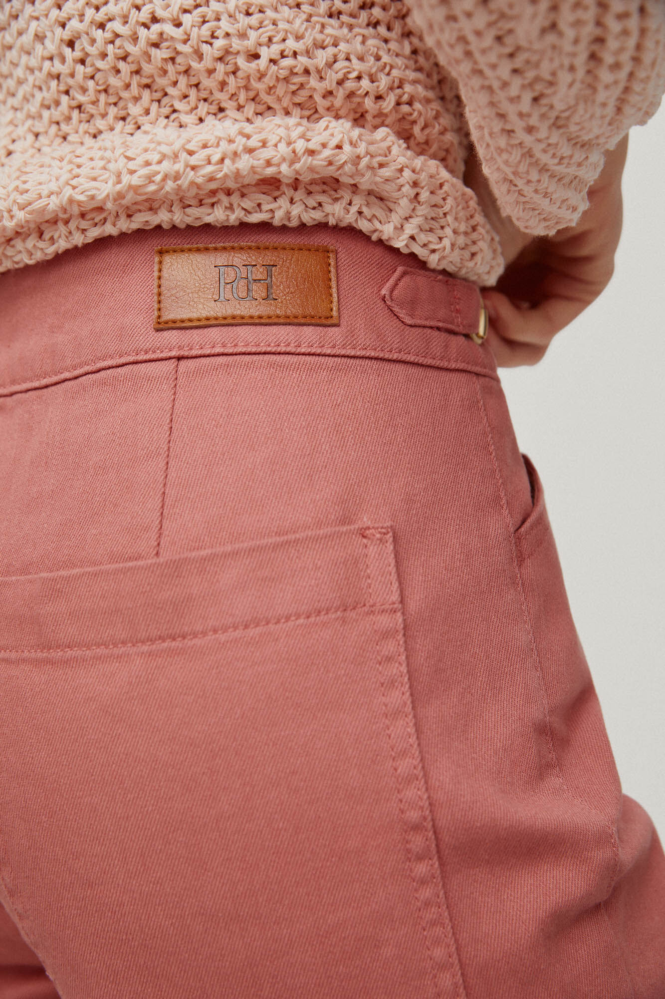Calça jeans cropped de perna larga - Rosa