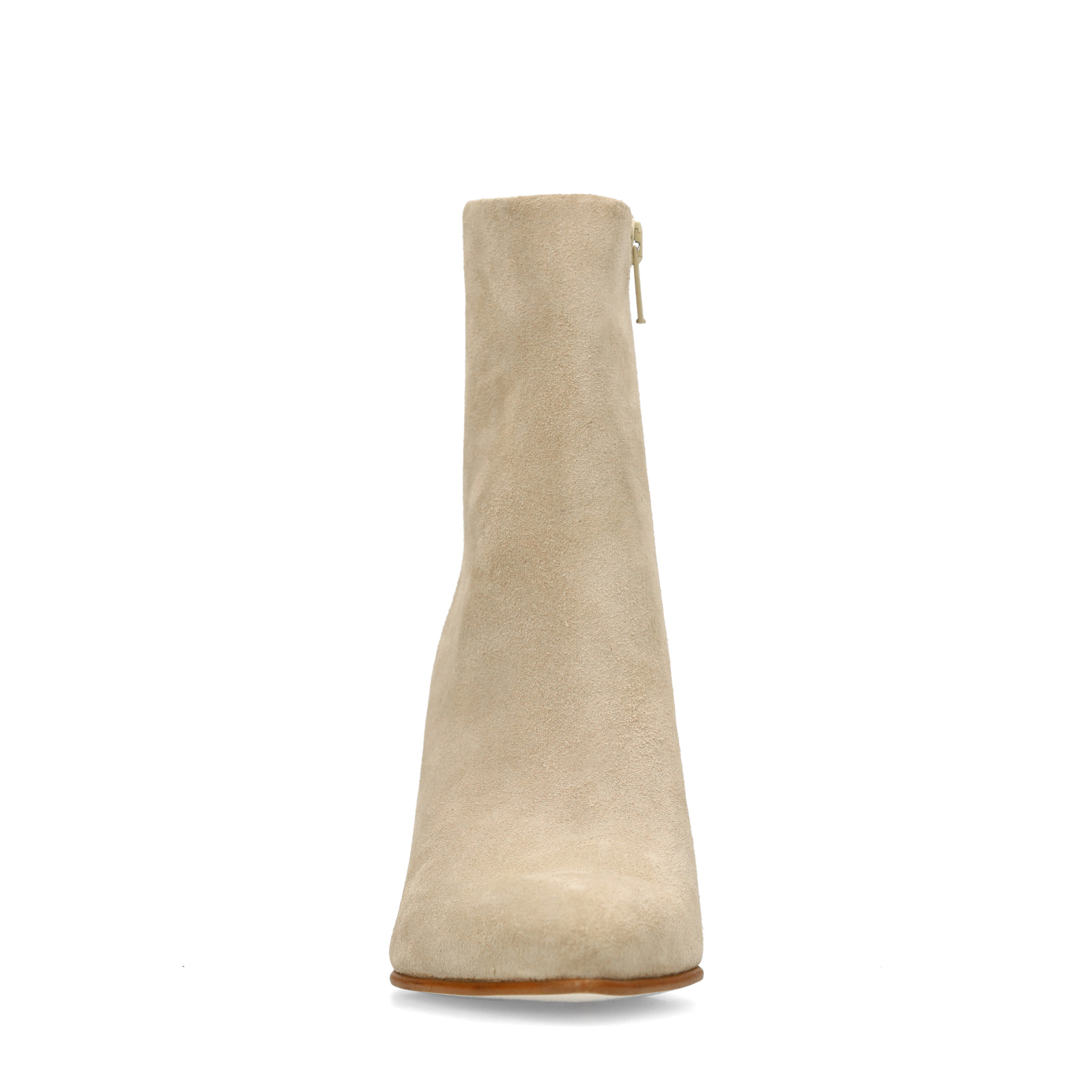 Beige suède enkellaarsjes met hak