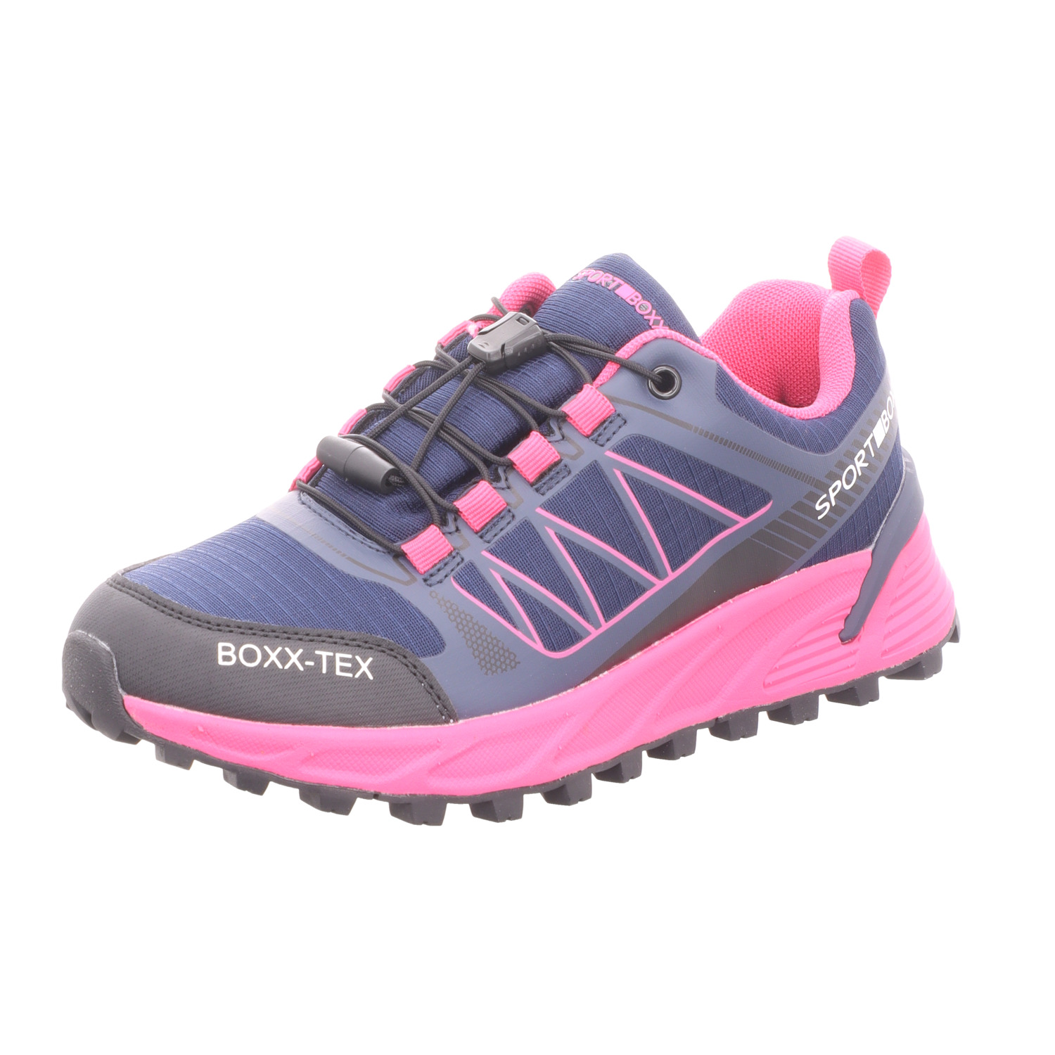 SPORT BOXX Damen-Outdoor-Leichtwanderschuh Blau-Pink-Schwarz