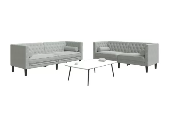 Ensemble de canapé Chesterfield et traversins 2 pcs gris clair