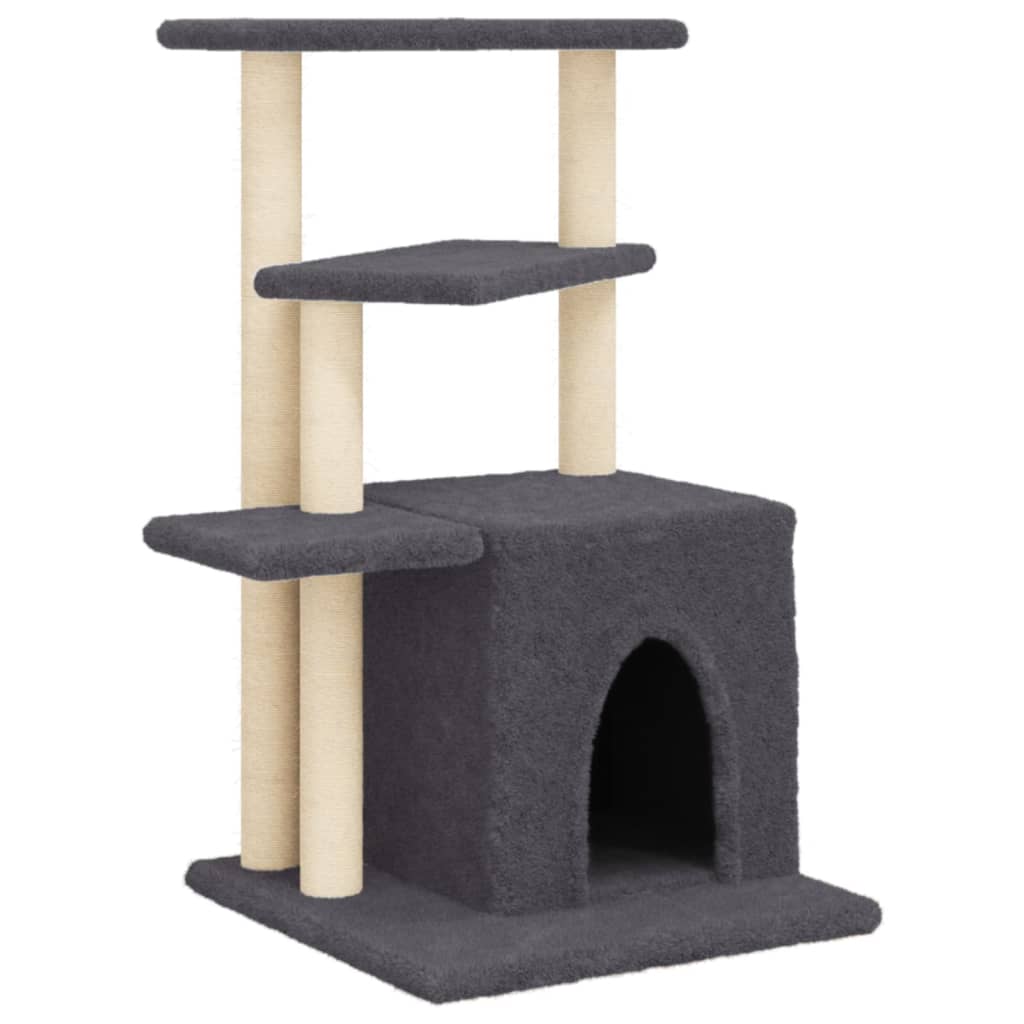 Arranhador para gatos vidaXL com hastes de sisal cinza escuro, 83,5 cm