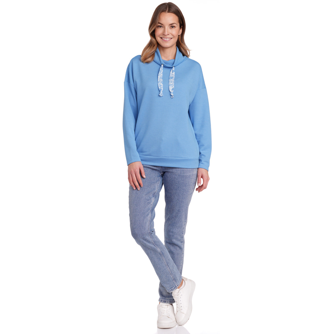 Gina Benotti Damen Sweatshirt mit Stehkragen hellblau