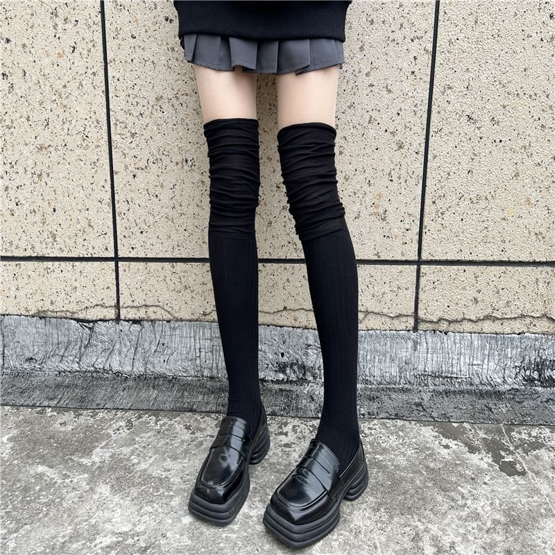 Gentiana - Effen overknee sokken