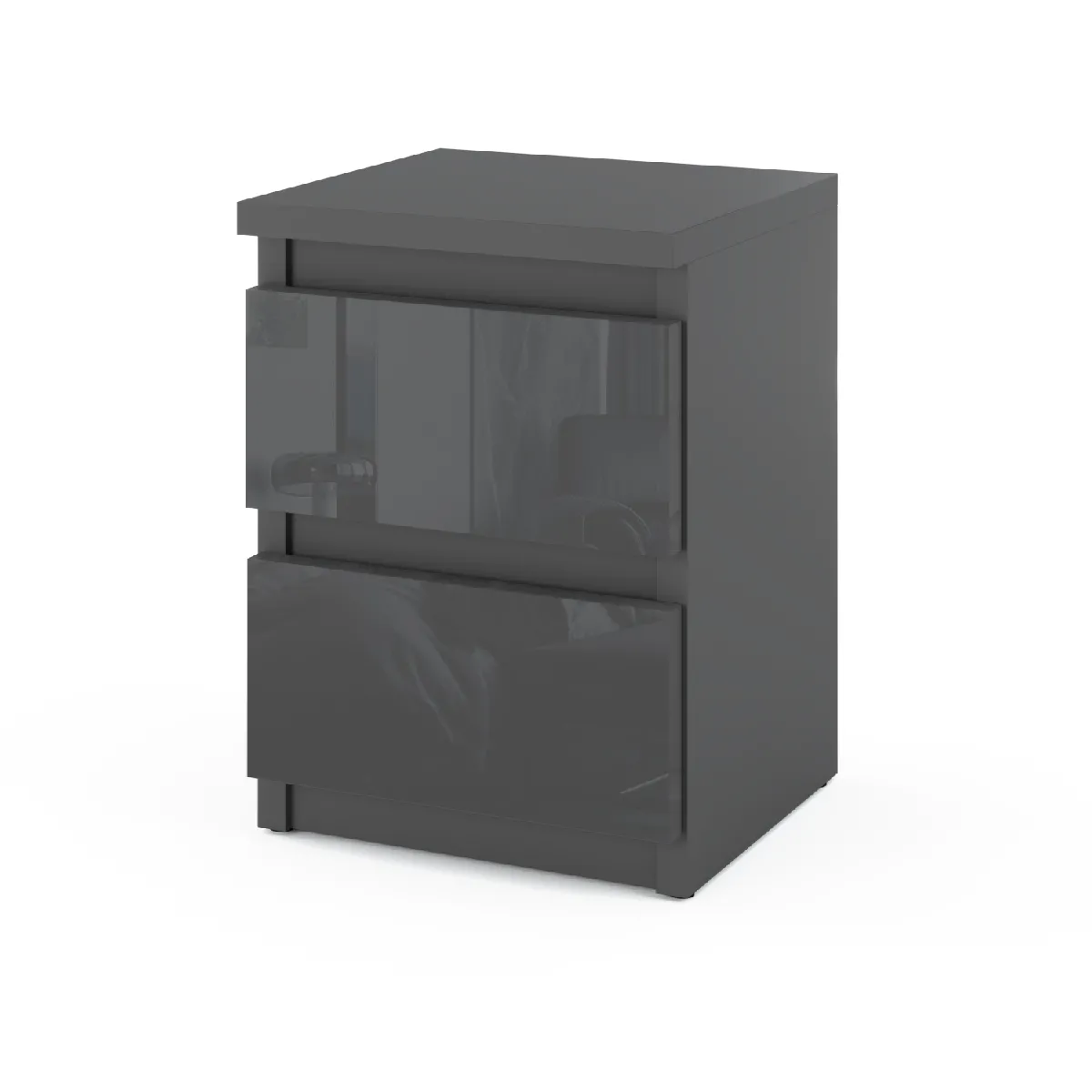Other Brands Table de Chevet 2 Tiroirs - Gris Brillant