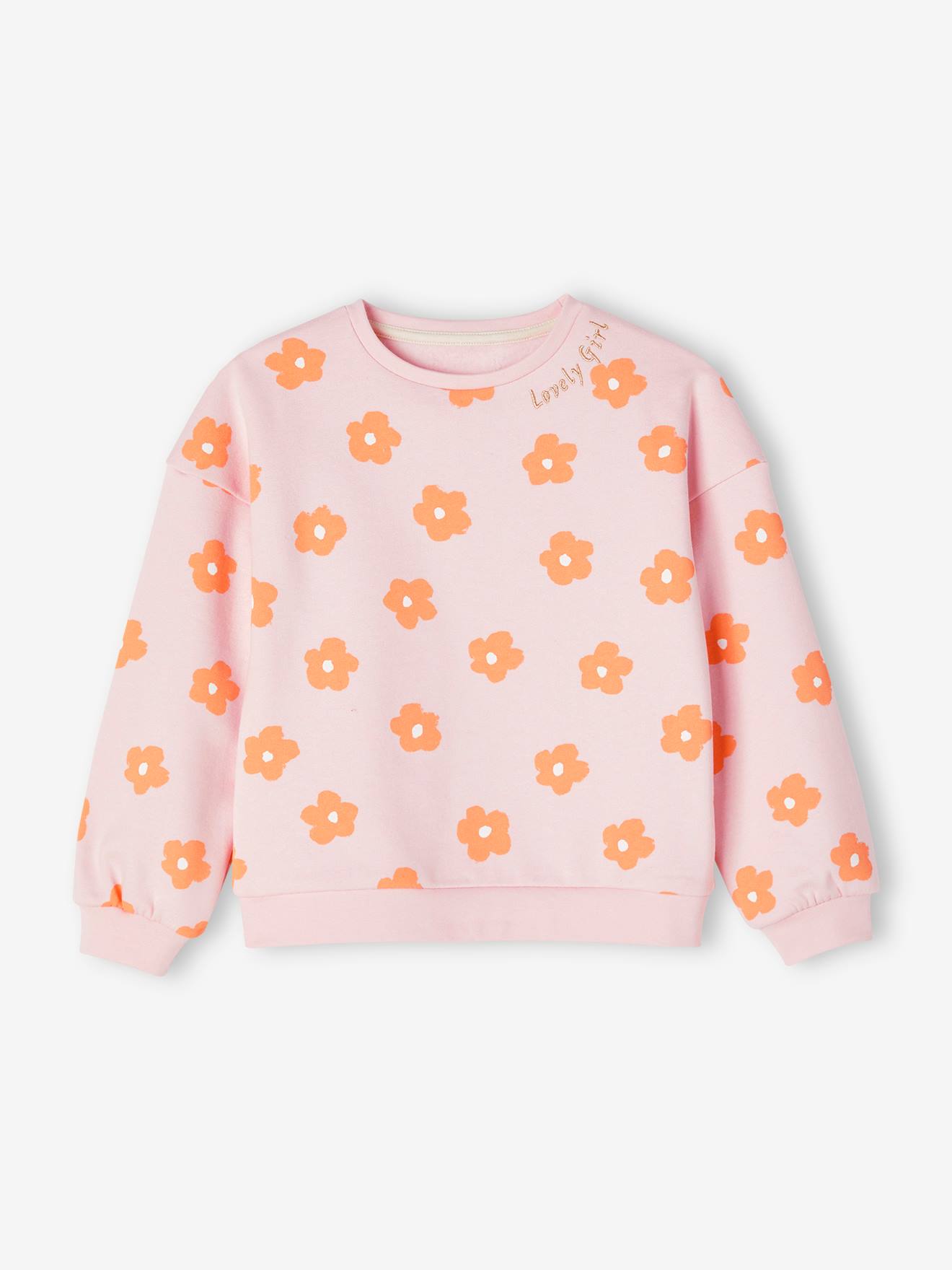 Moletom estiloso com estampa de coração ou bolinhas, para meninas, tamanho médio, rosa.