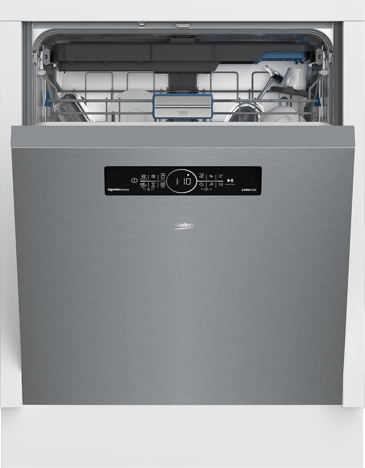 Beko BDDN36550XP Geschirrspüler 60 cm, unterbau, für 15 Maßgedecke, 6 Programme, 6 Zusatzfunktionen, 3 Spülebenen, SilentWash, SelfDry, PowerIntense, SensorAdapt, edelstahl