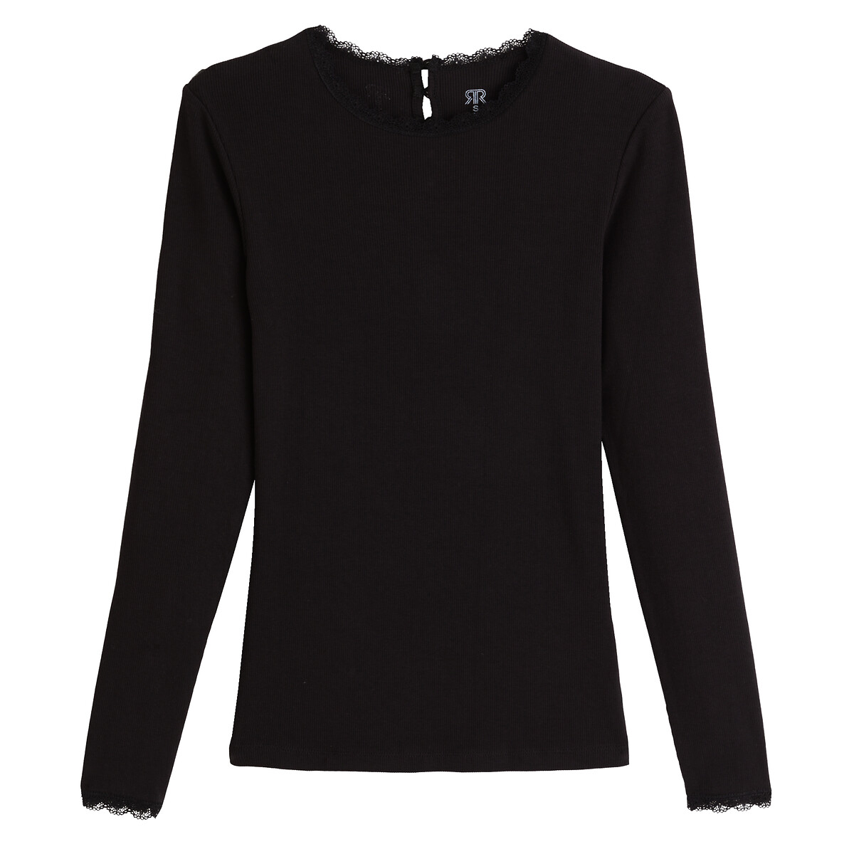 COLEÇÃO LA REDOUTE<br>Camiseta de gola redonda com detalhes em renda