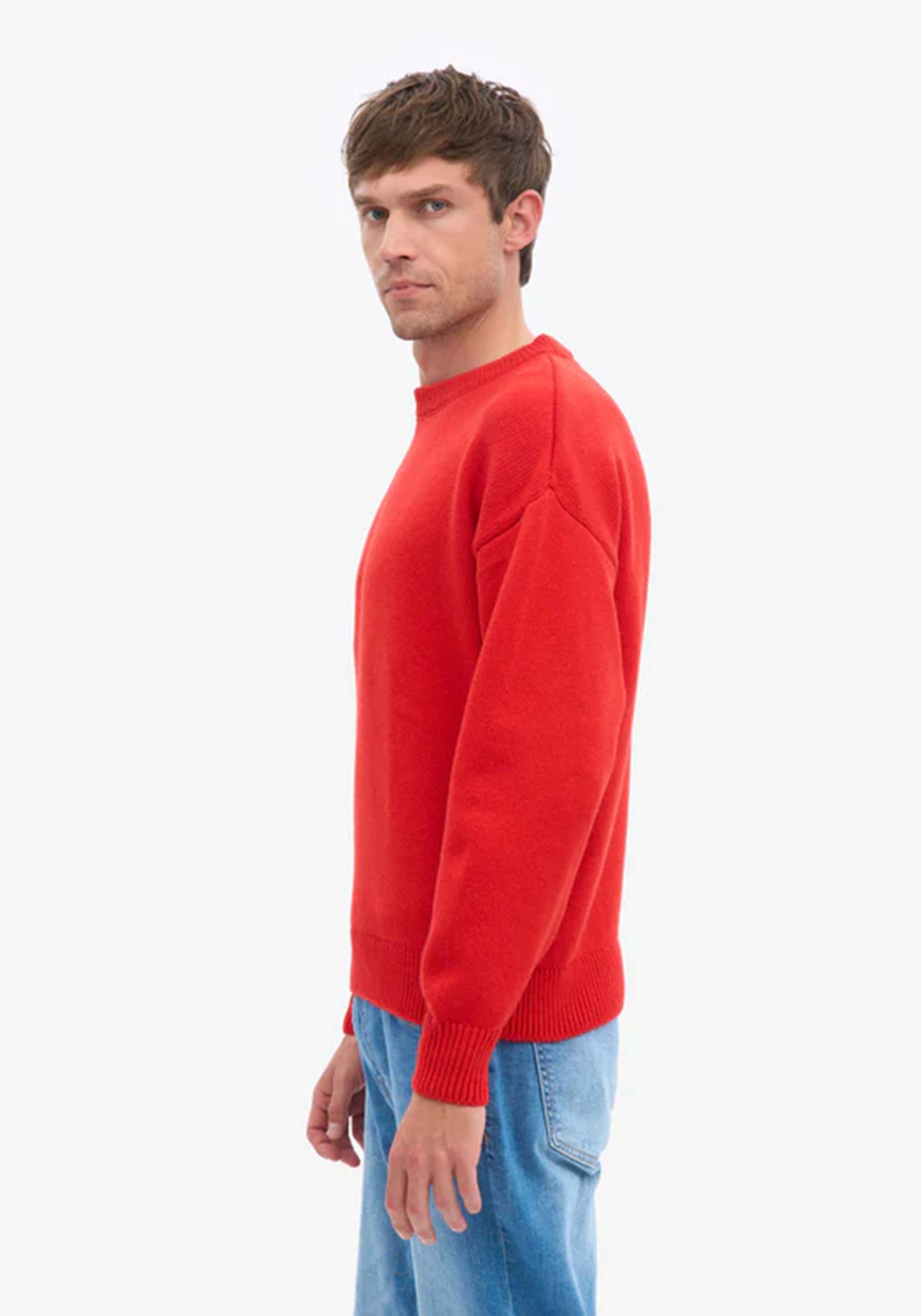 Colorful Standard Oversized Merino-Wollpullover Red Tangerine