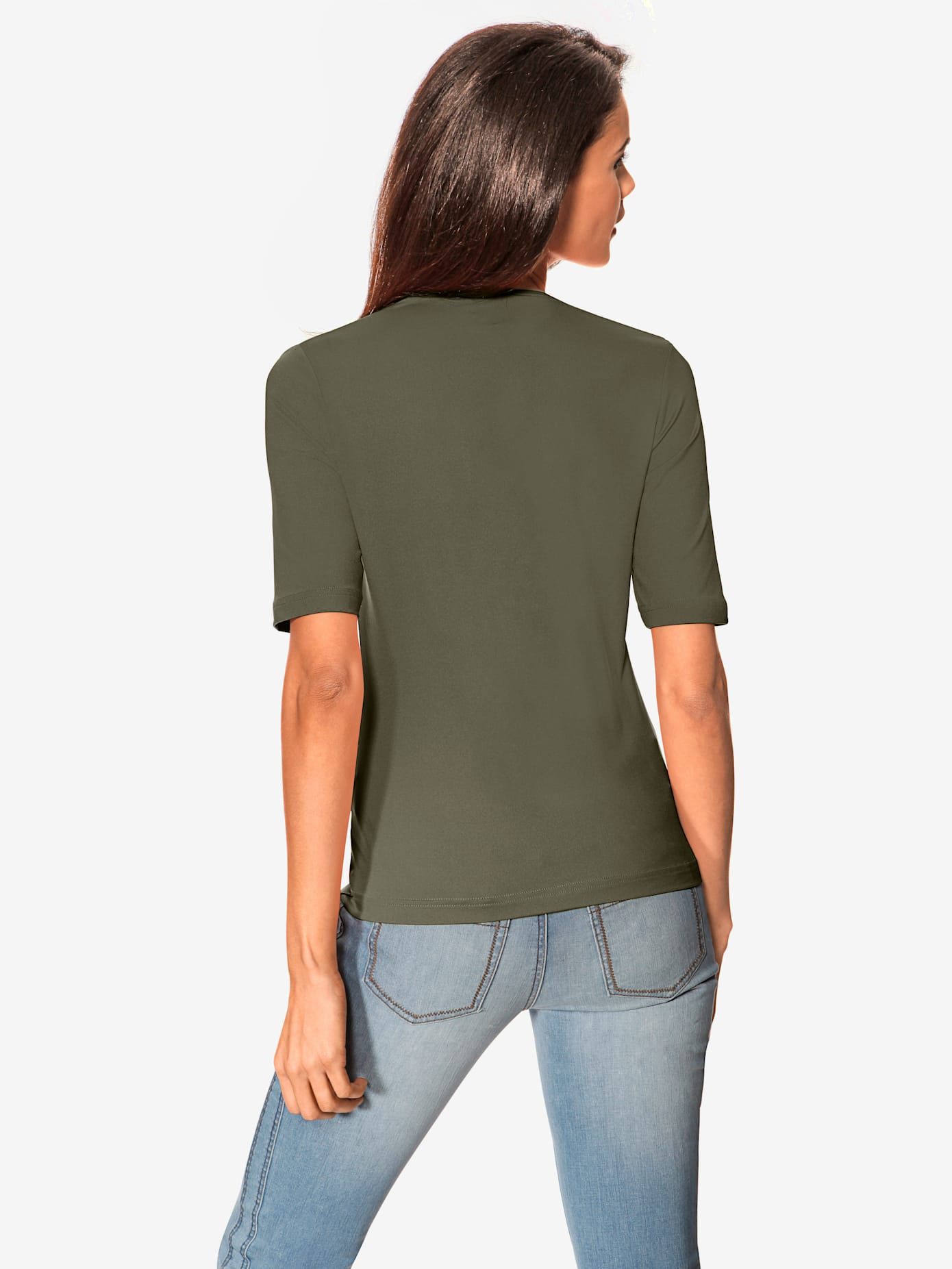 T-shirt en v manches mi-longues et encolure en v féminine