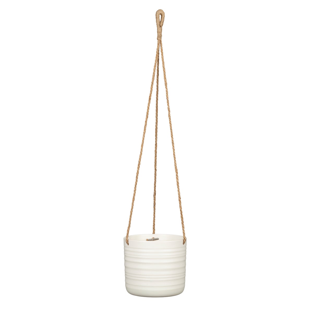 Scheurich Cottage, hangende plantenbak van katoen, 56 cm lang & keramiek, kleur: Soft Wool, 14,2 cm diameter, 12,8 cm hoog, inhoud 1,5 l.