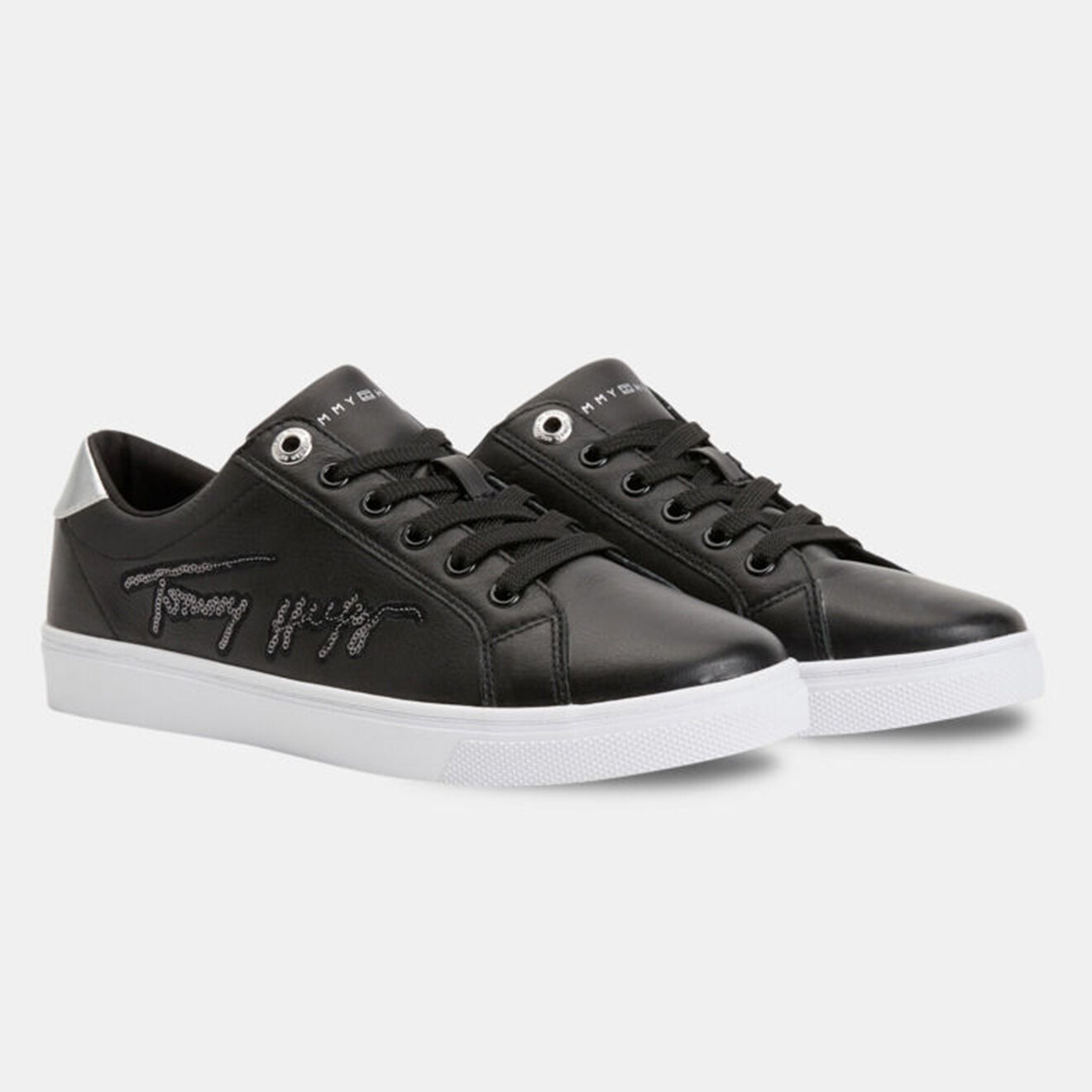 Tommy Hilfiger Baskets en Cuir Signature Sequins noires