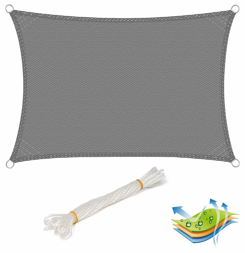 Voile d'ombrage pour jardin extérieur patio yard party bloc uv, 2x3m gris