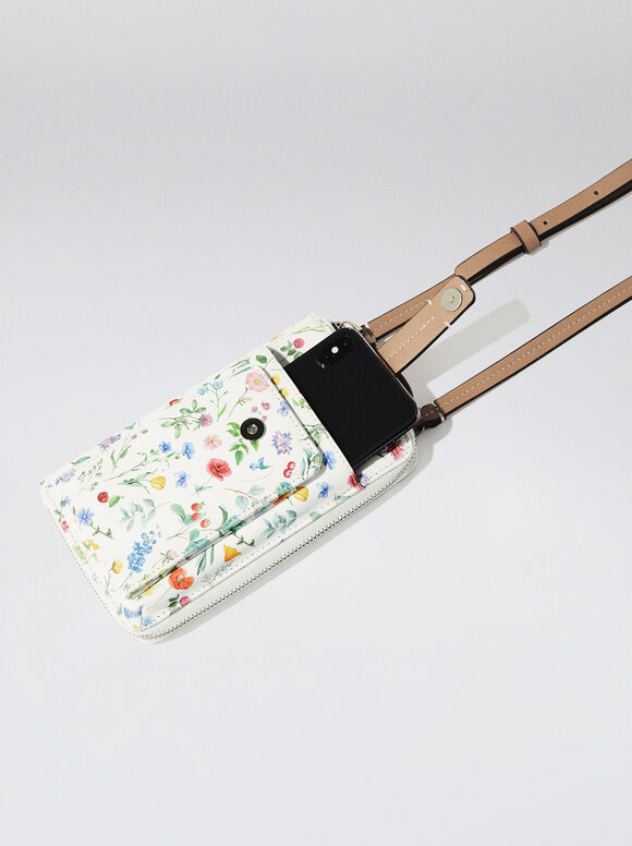 Bolsa para celular com estampa floral - Vermelha