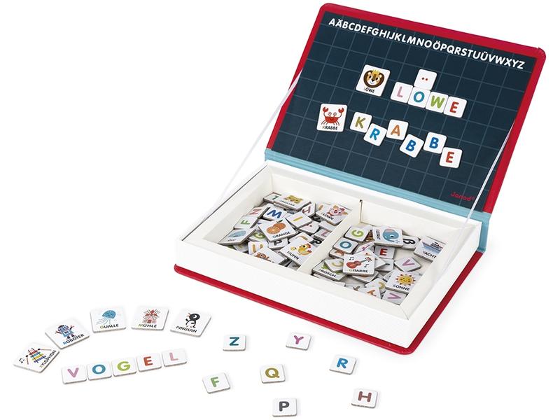 Janod Beschäftigungsspielzeug Magnetbuch Alphabet -DE- Magnetisches Variations- und Kombinationsspielzeug