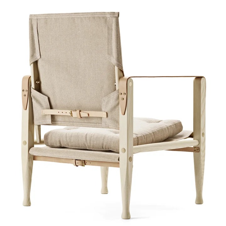 Carl Hansen - KK47000 Safari Chair inkl. Sitzkissen, Esche geölt / Leder Natur / Canvas Natur