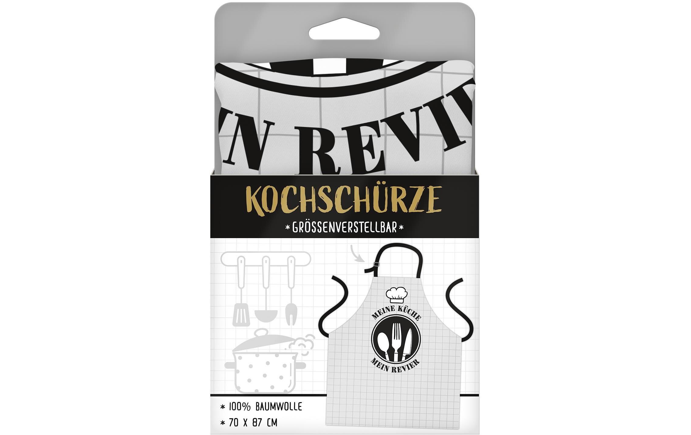 Kochschürze Meine Küche – mein Revier HellgrauKüchenschürze mit Motivdruck