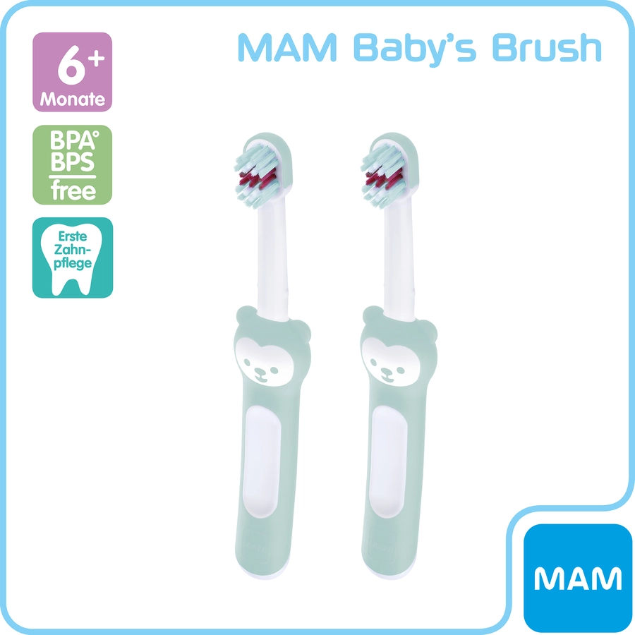 MAM Baby-Zahnbürste Baby's Brush 6+ Mon., 2 Stk, türkis