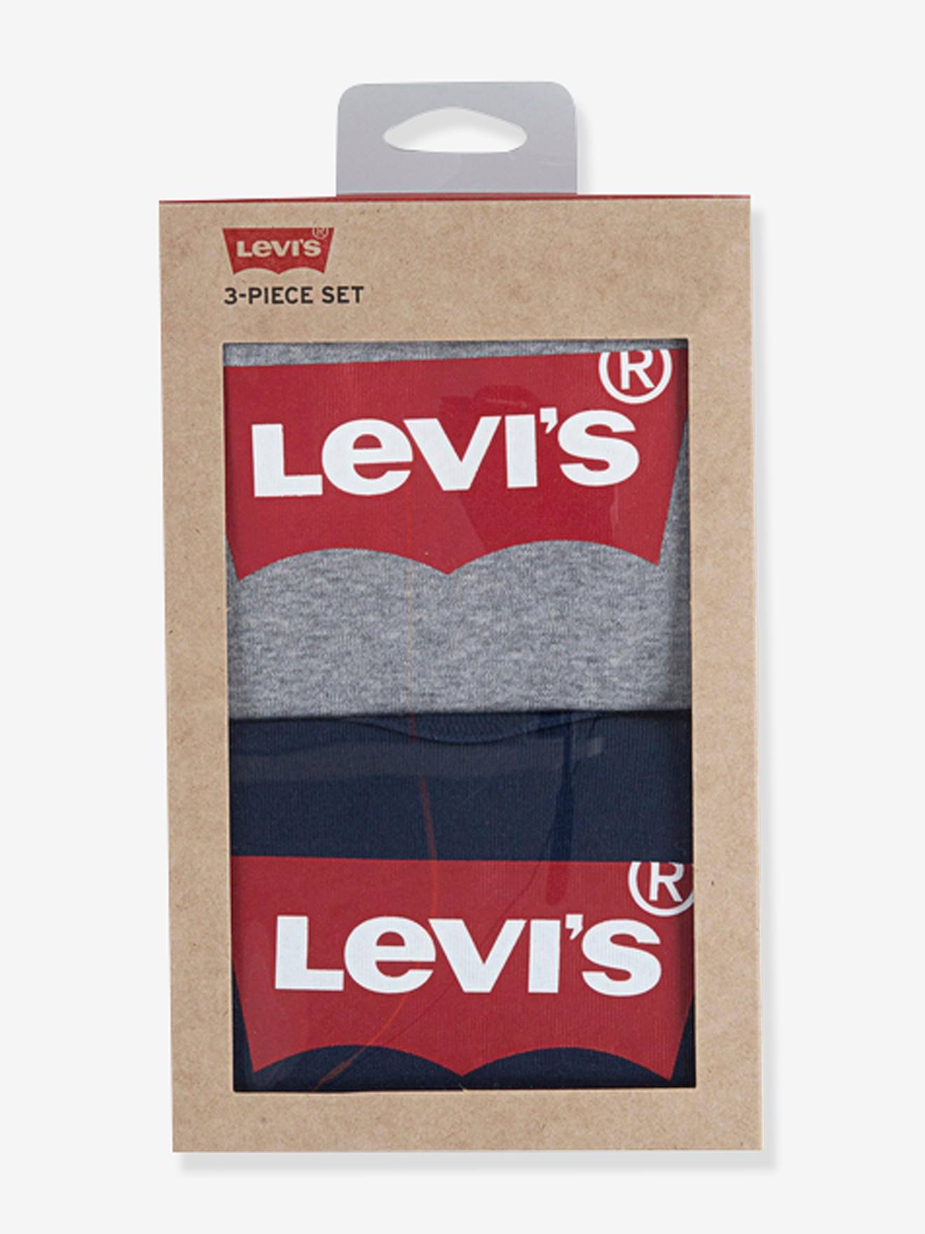 Lote com 2 bodies Levi's® Batwin para bebês, cinza