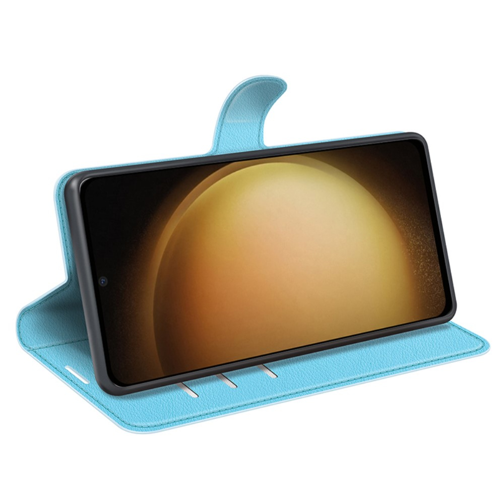 Samsung Galaxy S24  Plus Leder Tasche Flip Cover Litchi Look - Hellblau