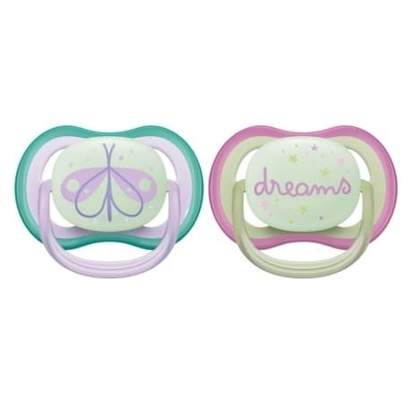Philips Avent SCF376/19 Ultra Air Nighttime-sutter 0-6 måneder, 2 stk, sommerfugl