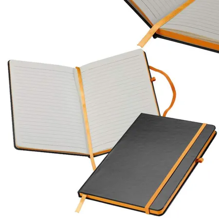 Easy Gifts Notizbuch im PU-Hardcover mit 160 linierten Seiten, DIN A5, orange