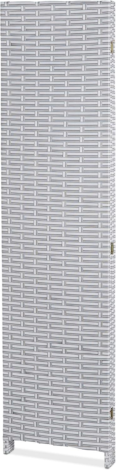 Relaxdays Paravent Raumteiler, 4-teilig, HxB: 180 x 180 cm, Faltbarer Raumtrenner, Sichtschutz, Kunststoff, weiß-grau UX8290923