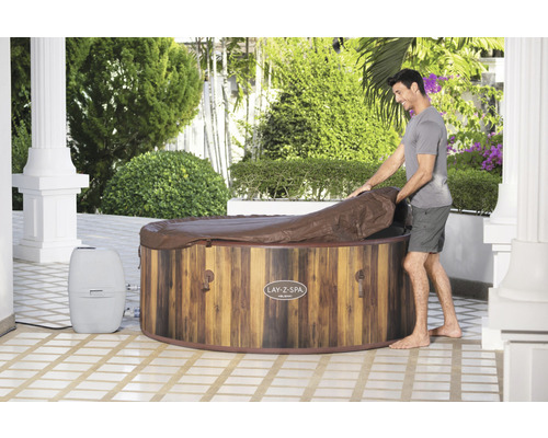 Bestway® LAY-Z-SPA® Helsinki AirJet™ opblaasbare hottub met 180 luchtjets, multifunctionele pomp, geïntegreerde verwarmingsfunctie en afsluitbare thermische afdekking, bruin