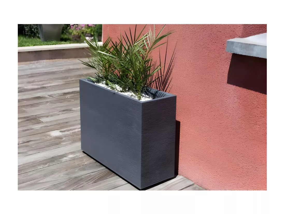 Jardinière rectangulaire Graphit - 78,5 x 29,5 x 60 cm - 46 L - Gris anthracite - Eda