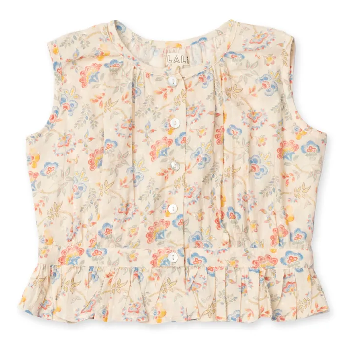 Lali Top Sans Manches Corset Fleuri | Beige