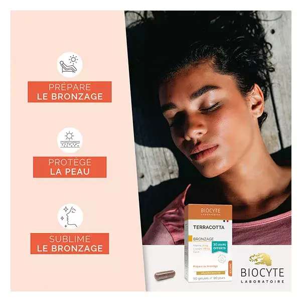 Biocyte Terracotta Bronzage Mélanine L-tyrosine Cuivre Lot de 90 gélules